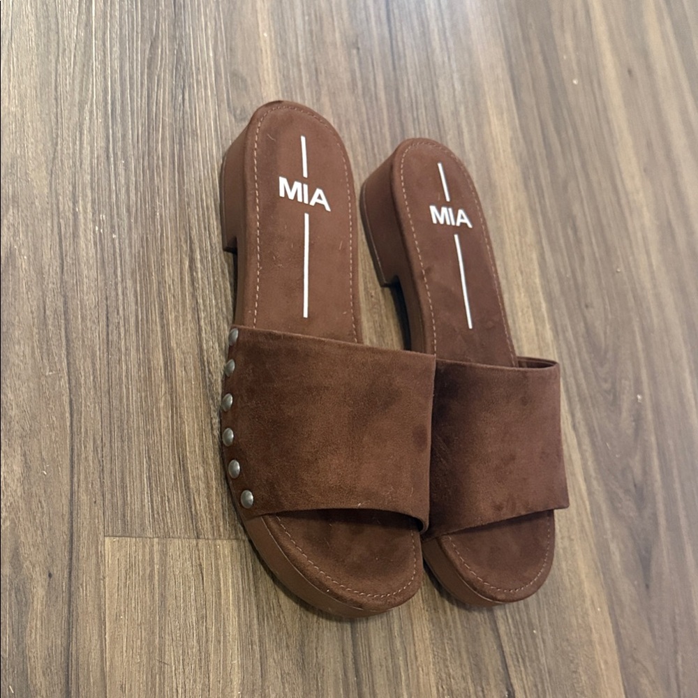 MIA Women's Chocolate Brown Suede Clogs